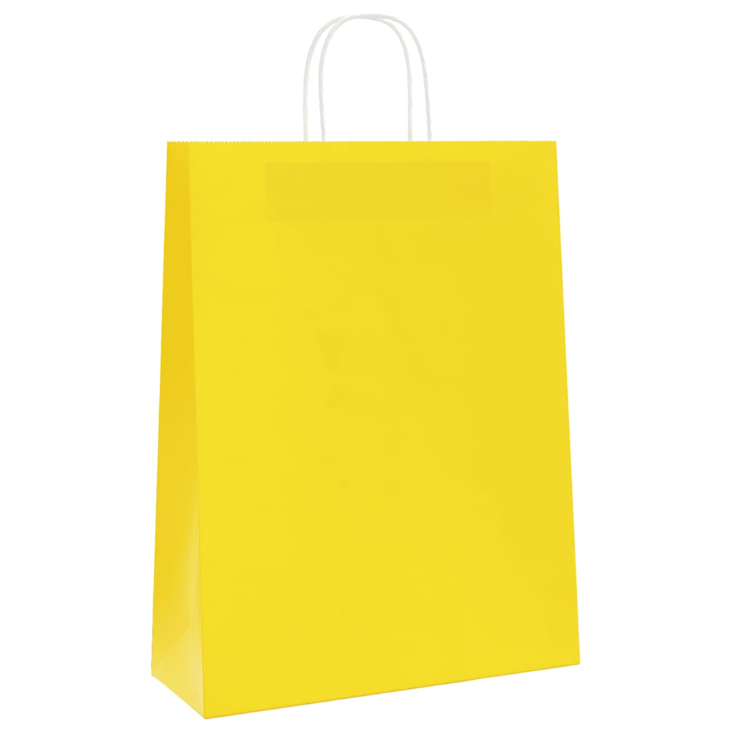 Sacos de papel 250 unid com alças amarelo 32x12x42 cm