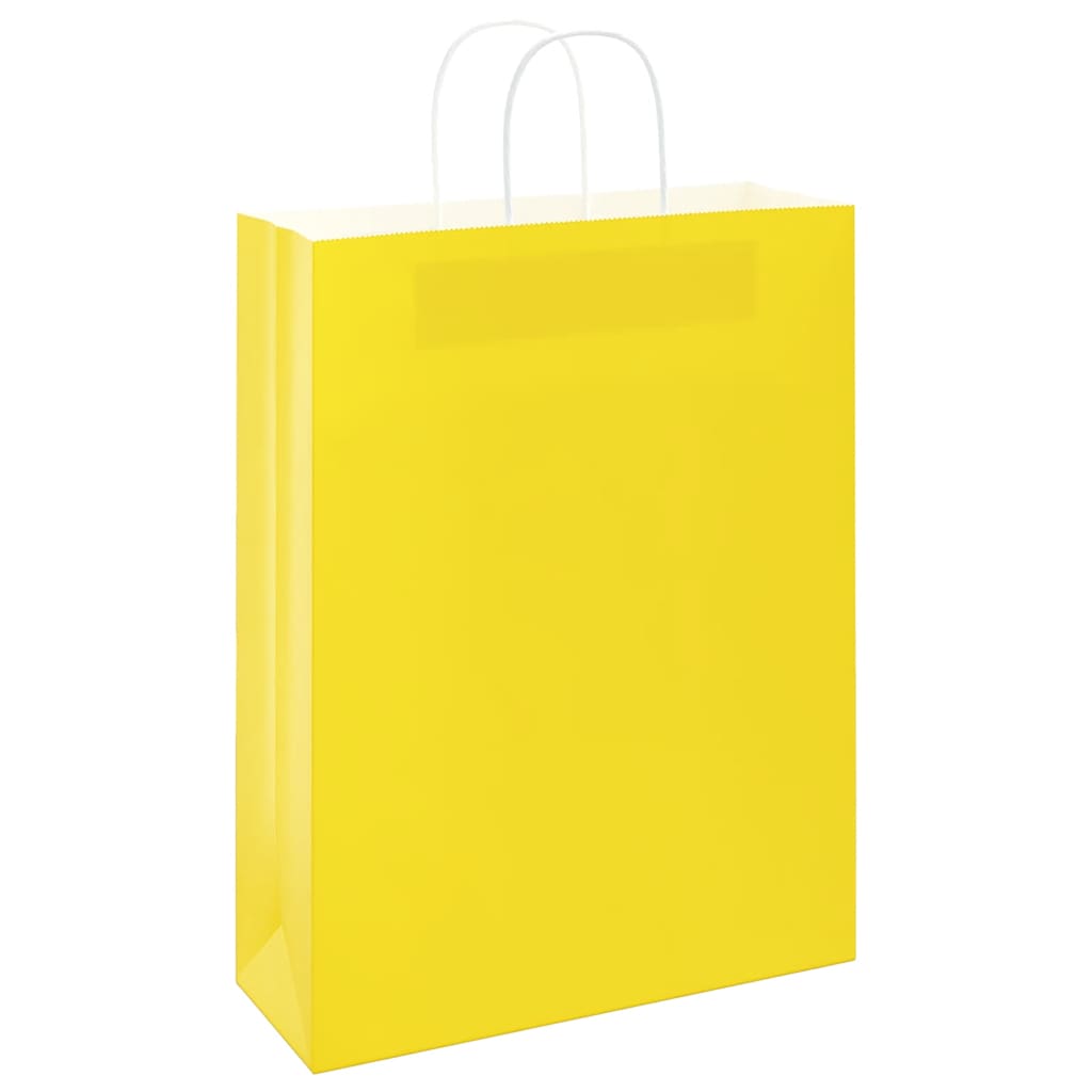 Sacos de papel 250 unid com alças amarelo 32x12x42 cm