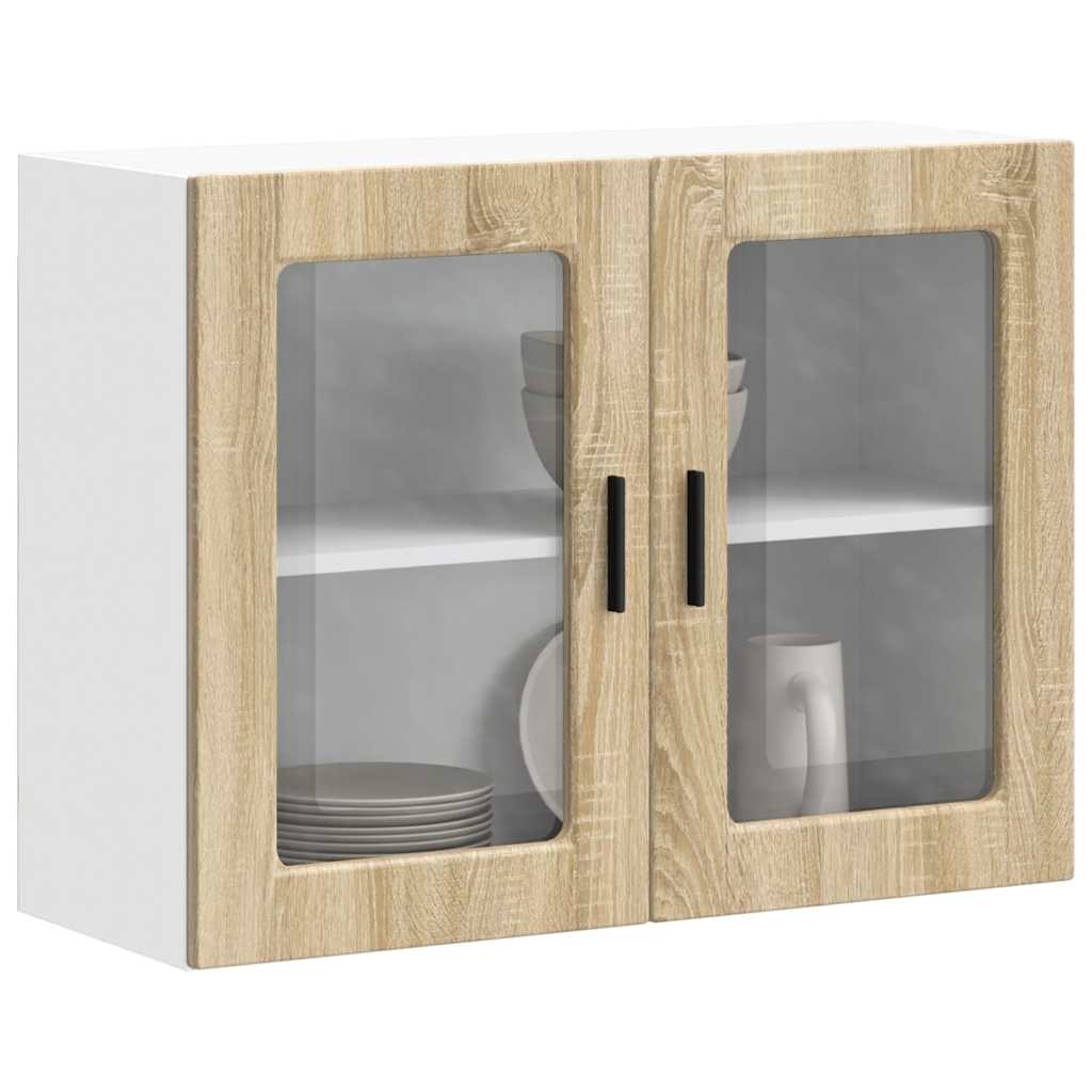 Armário de parede de cozinha porta vidro porto carvalho sonoma