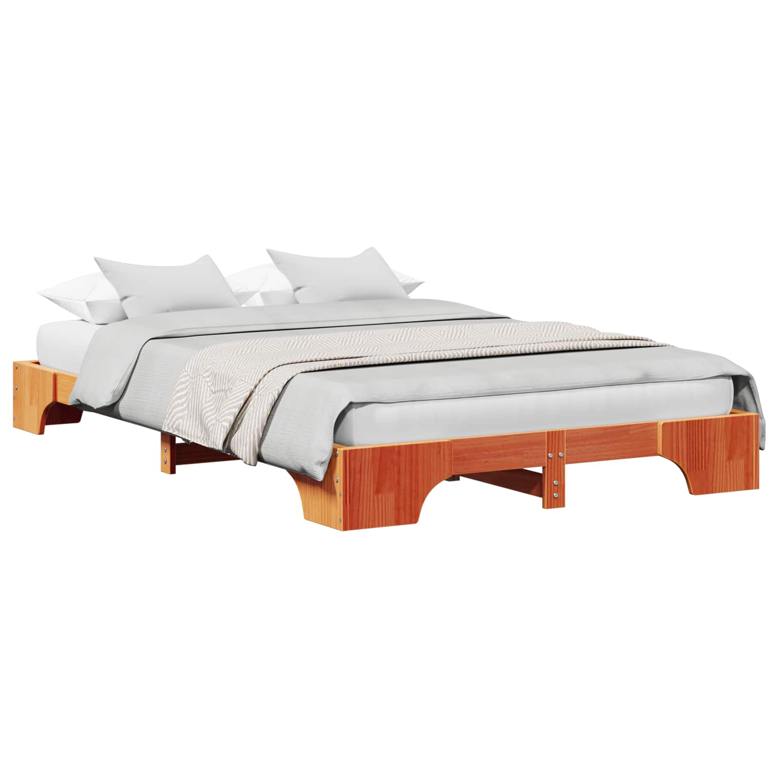 Estrutura da cama marrom cera 140 x 190 cm
