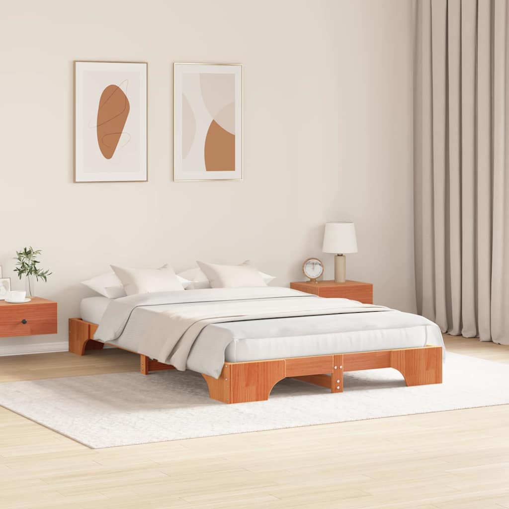 Estrutura da cama marrom cera 140 x 190 cm
