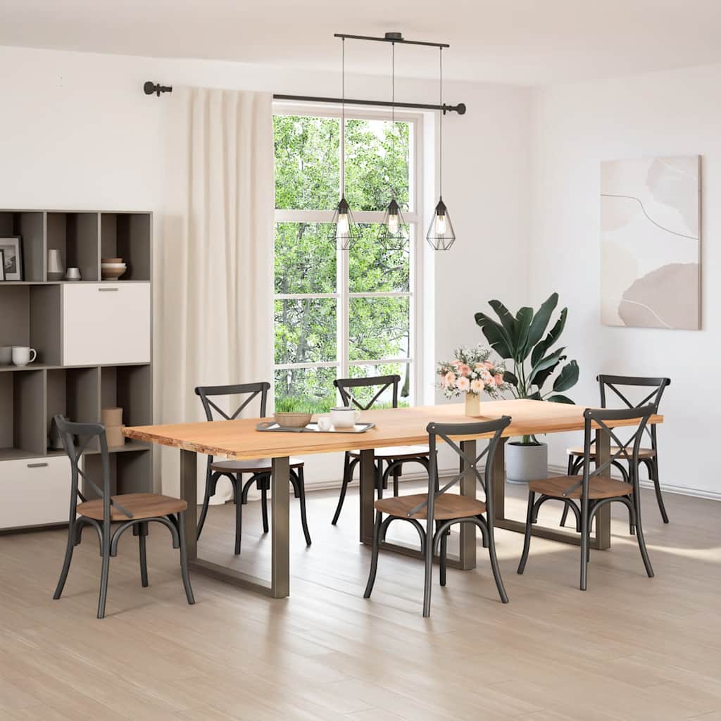 Pés para mesa de jantar em formato de u, 3 peças, aço natural, 100x(72-73) cm, aço