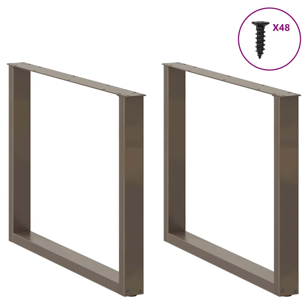 Pés para mesa de jantar em formato de u, 3 peças, aço natural, 100x(72-73) cm, aço