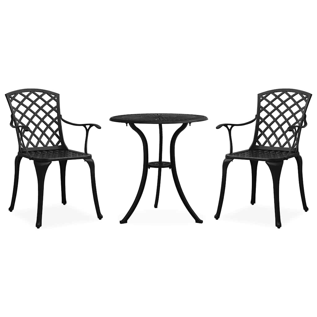3 Pcs conjunto de bistrô alumínio fundido preto