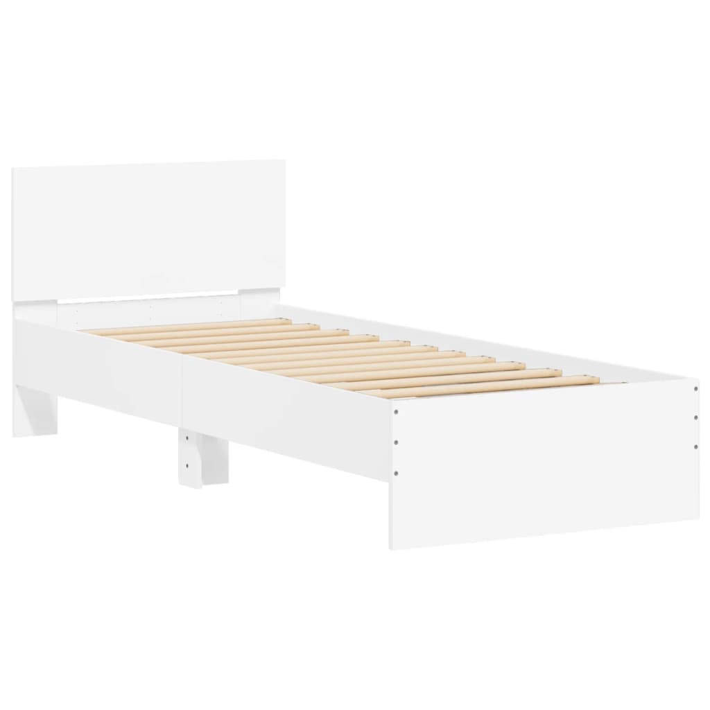 Estrutura cama cabeceira 75x190 cm derivados de madeira branco