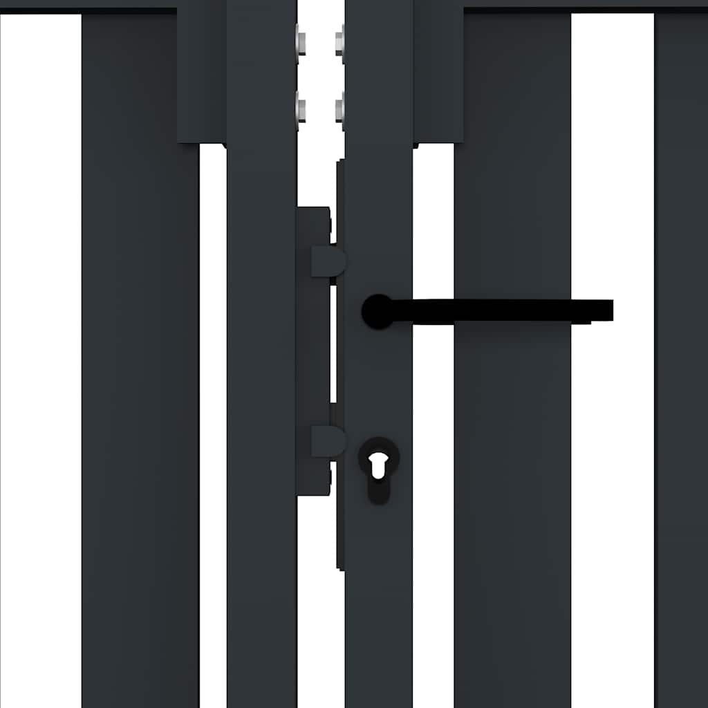 Portão de cerca de porta dupla em aço 300x125 cm antracite
