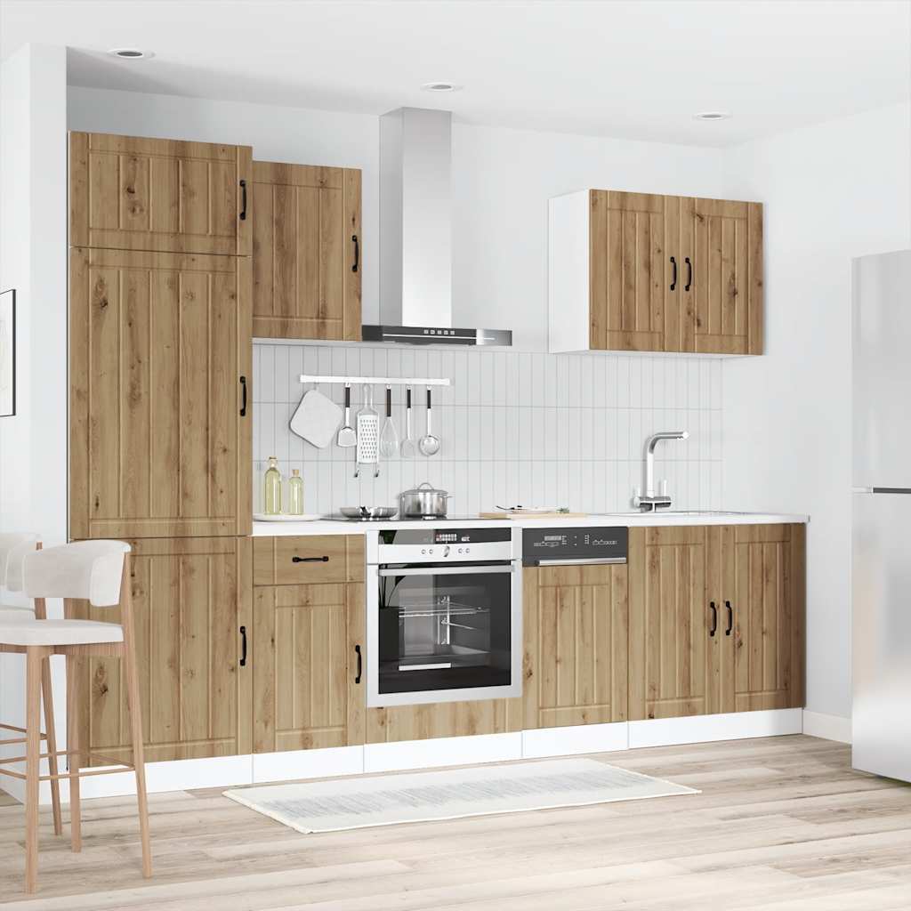 7 Peças armário de cozinha conjunto lucca carvalho artisiano