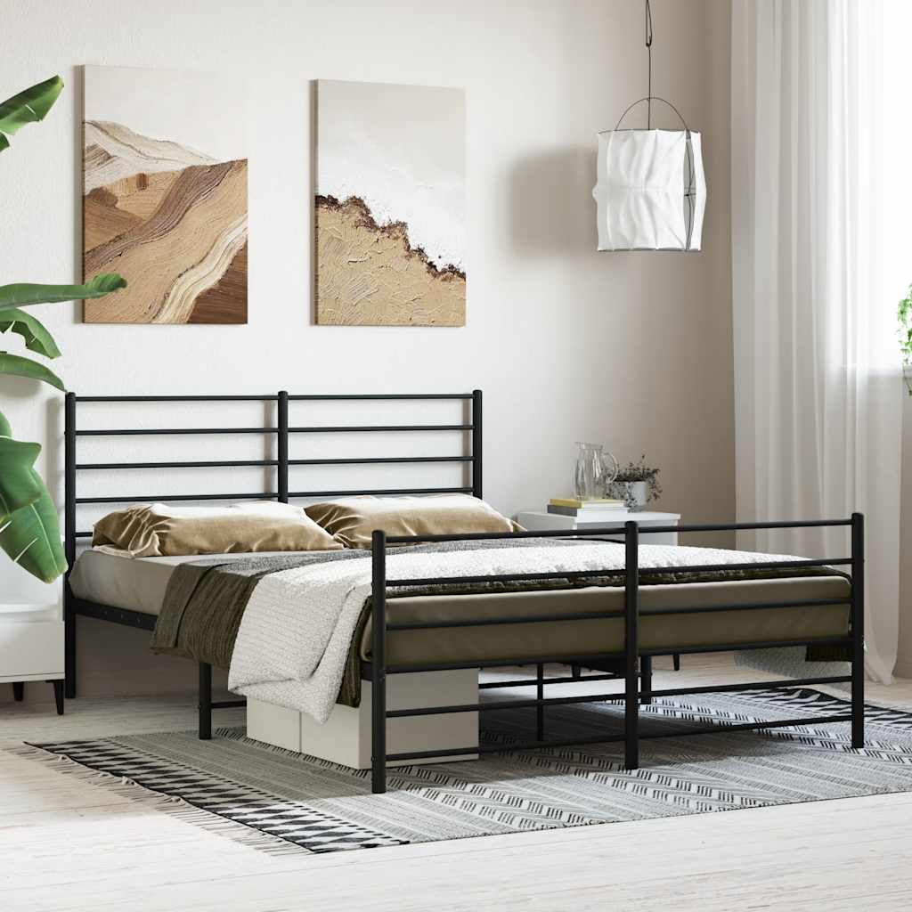 Estrutura de cama sem colchão com pés 160x200 cm preto