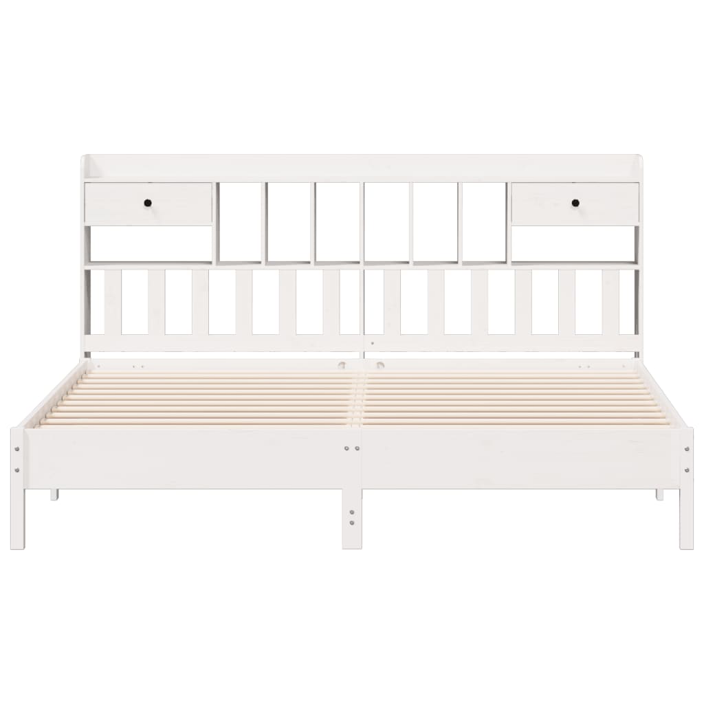 Cama com estante sem colchão 180x200 cm pinho maciço branco