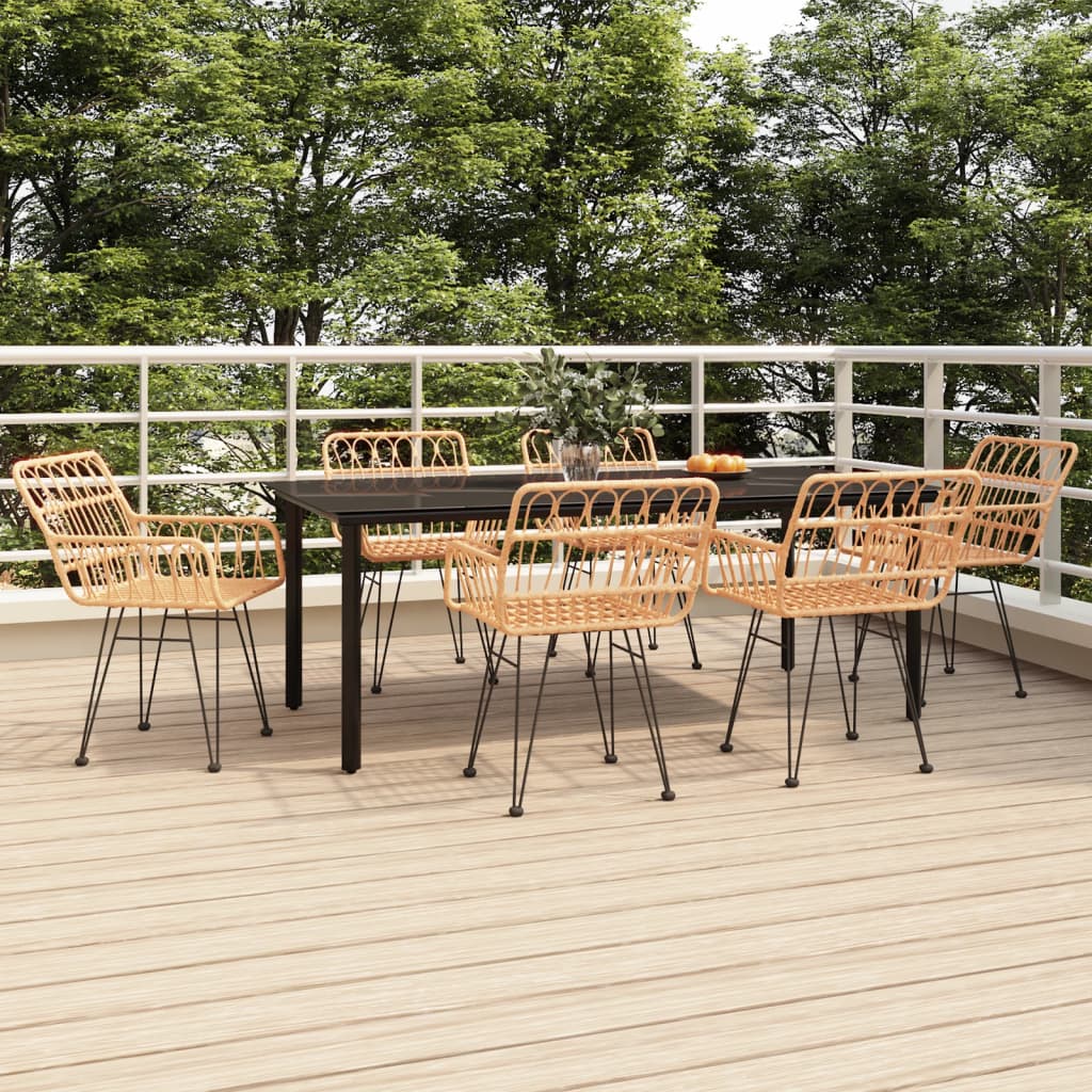 7 Pcs conjunto de jantar para jardim vime PE