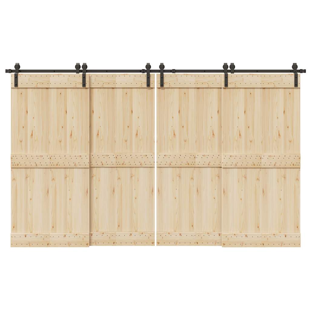 Kit de ferragens para porta deslizante 366 cm aço preto