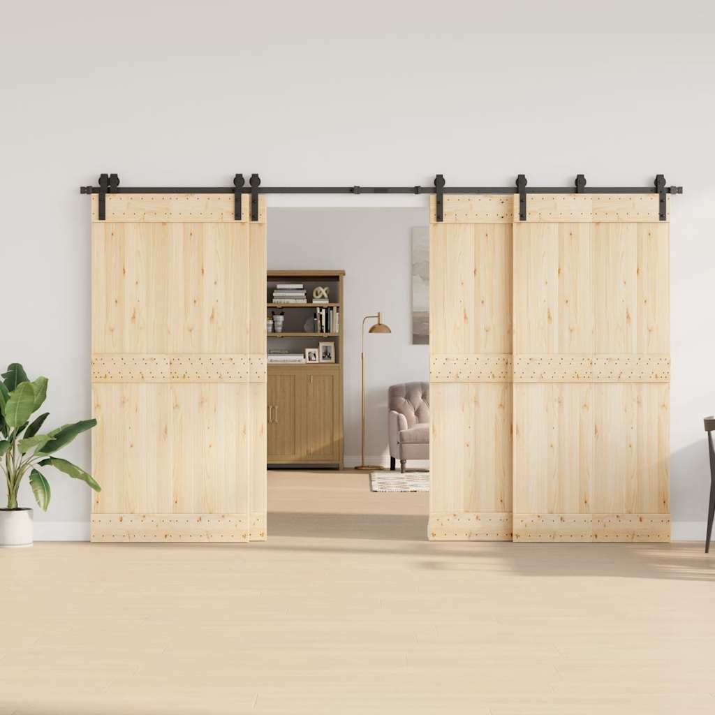 Kit de ferragens para porta deslizante 366 cm aço preto