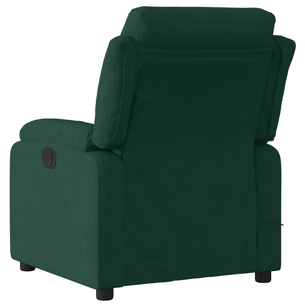 Poltrona de massagem reclinável em veludo verde escuro