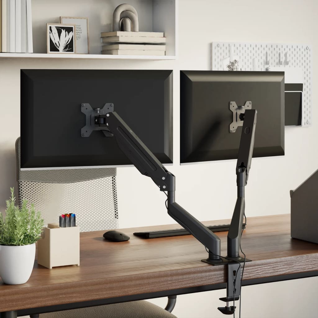 Braço para monitor duplo ecrã de 27" máx. mola a gás 20 kg