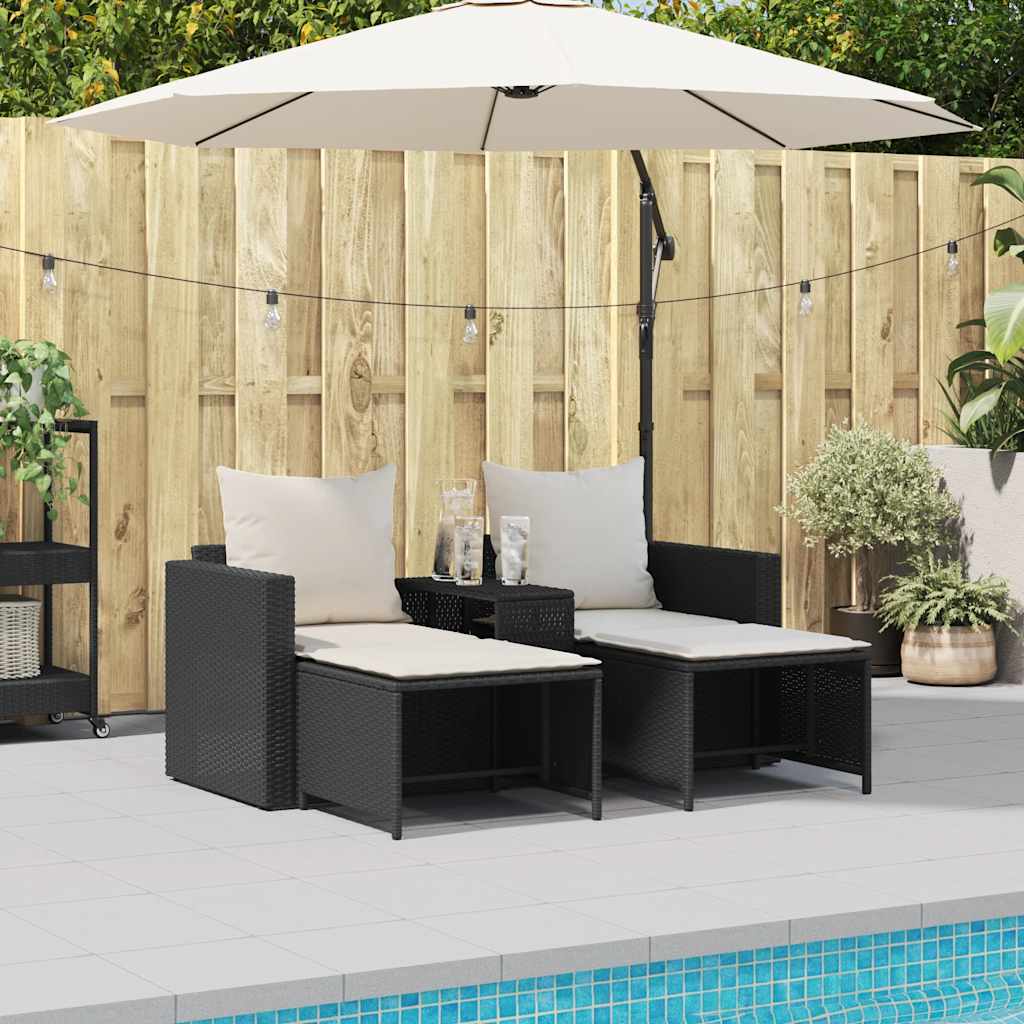 5 Pcs conjunto sofás de jardim c/ almofadões empilhável vime PE