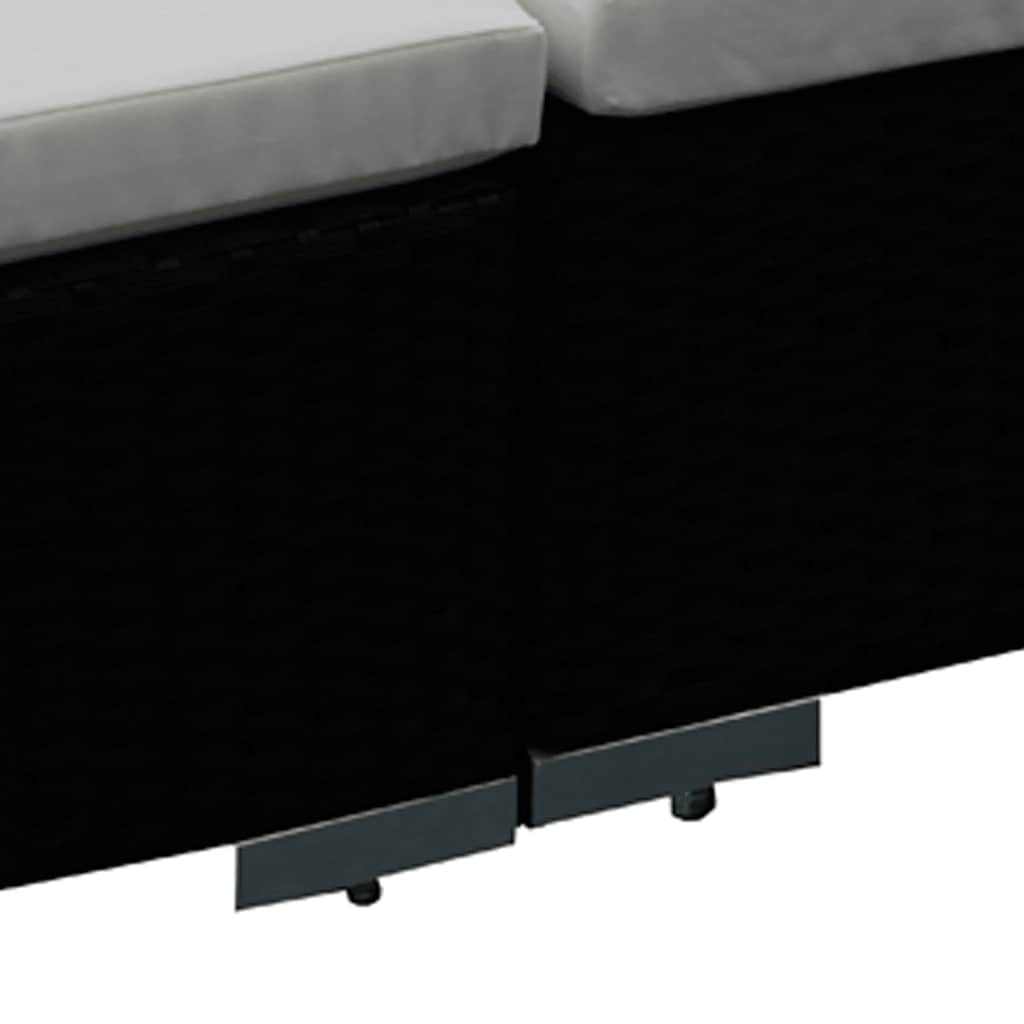 6 Pcs conjunto lounge de jardim c/ almofadões vime PE preto