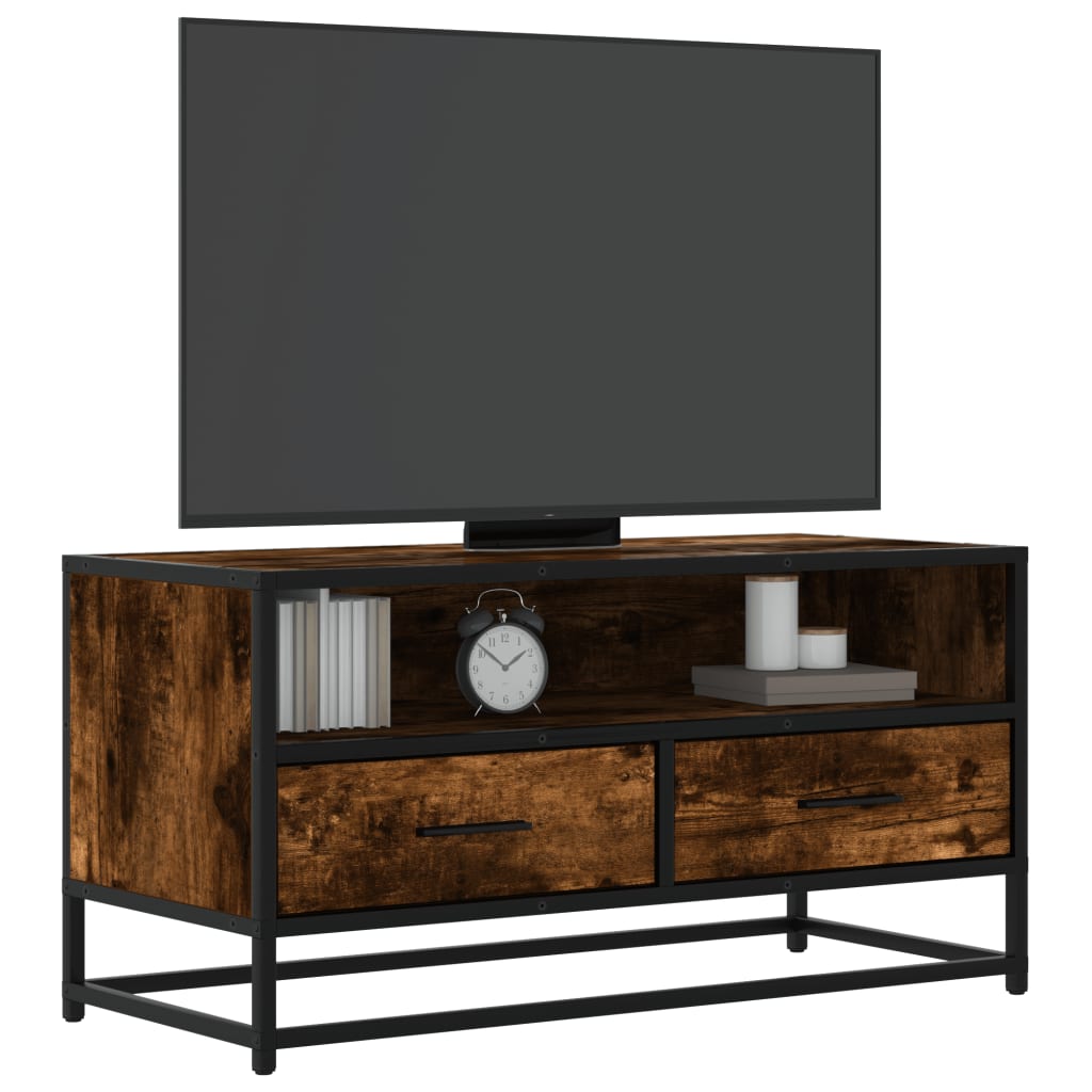 Móvel p/ TV 80x34,5x40 cm deriv. madeira/metal carvalho fumado
