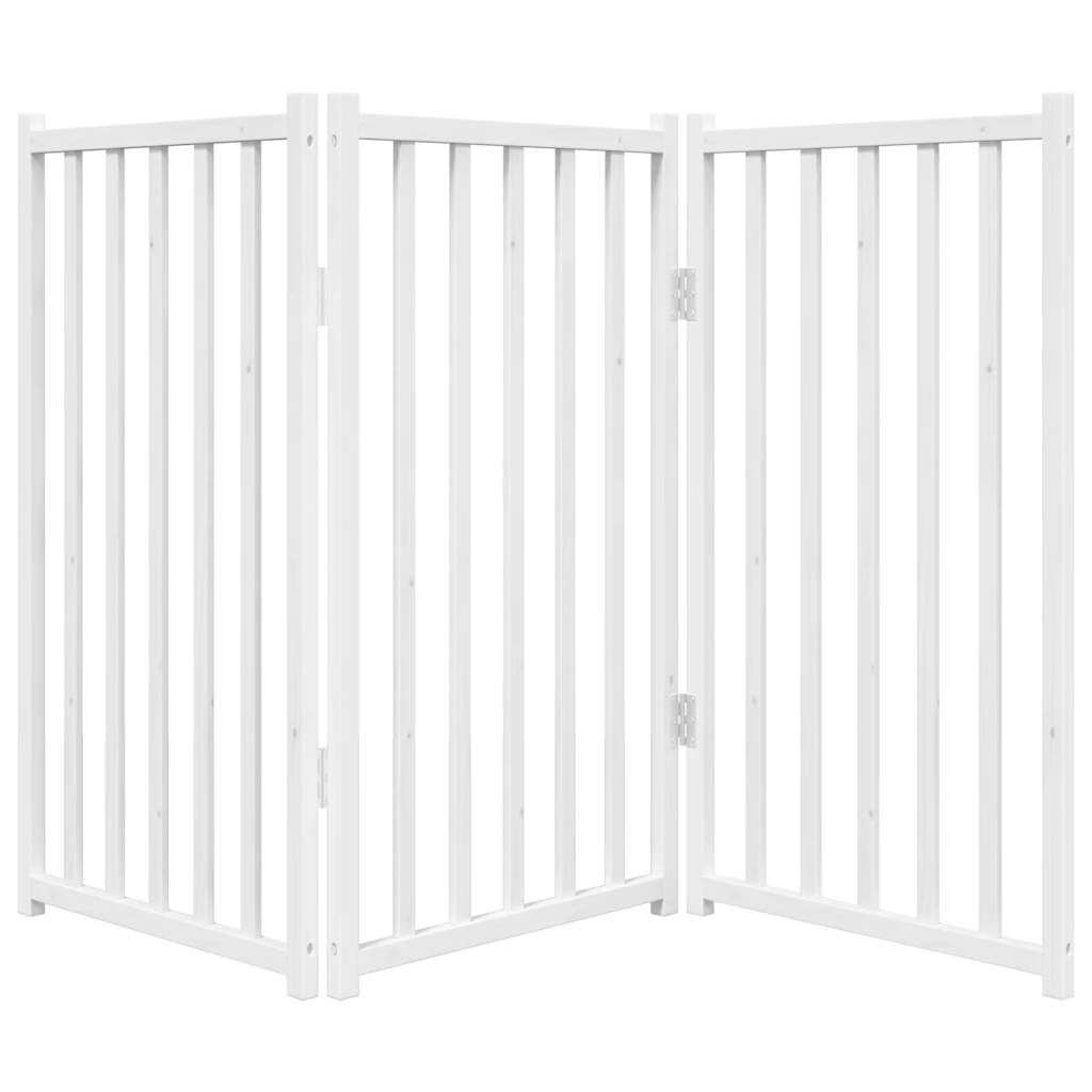 Portão p/ cães dobrável 3 painéis 150 cm abeto maciço branco