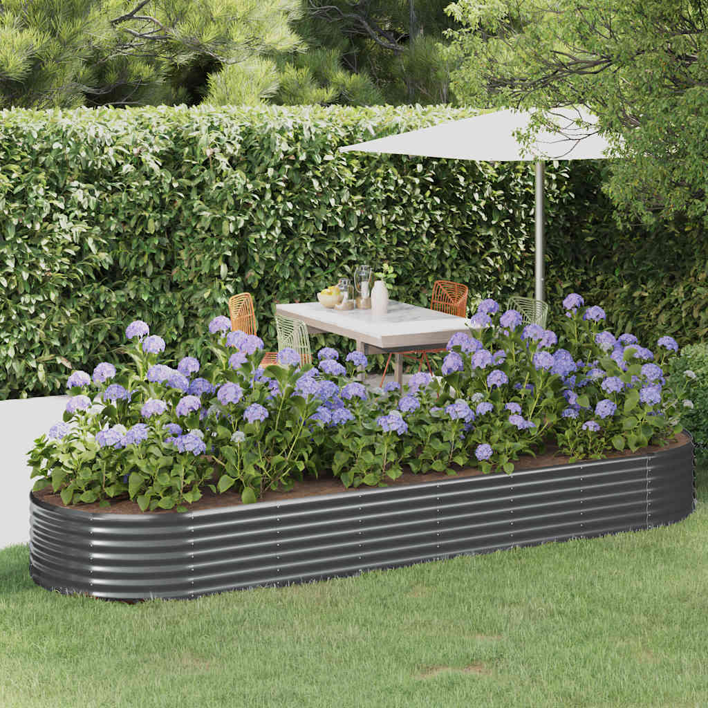Canteiro elevado jardim 322x100x36 aço galvanizado antracite