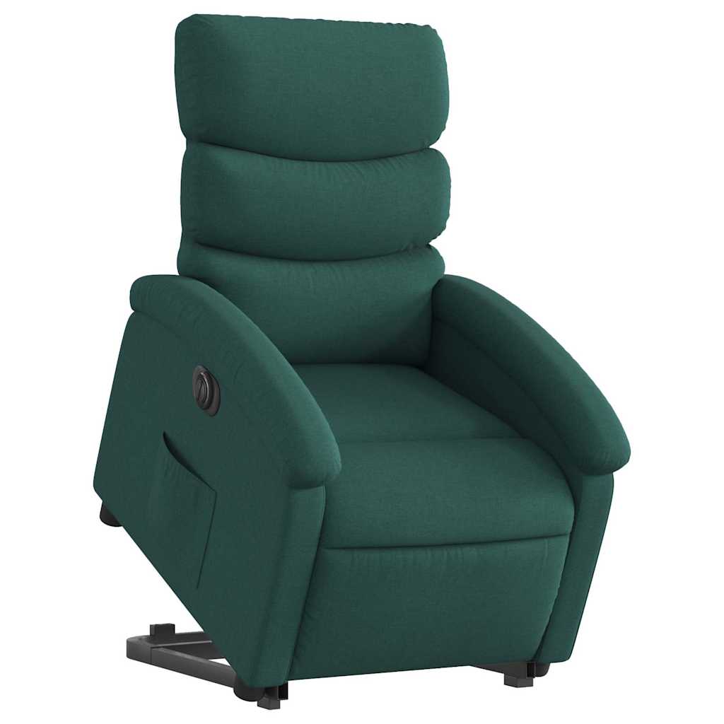 Poltrona elétrica reclinável/elevatória tecido verde-escuro