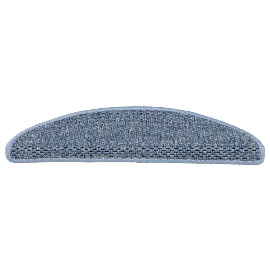 Tapetes escada adesivos aspeto sisal 15 pcs 56x17x3 cm azul