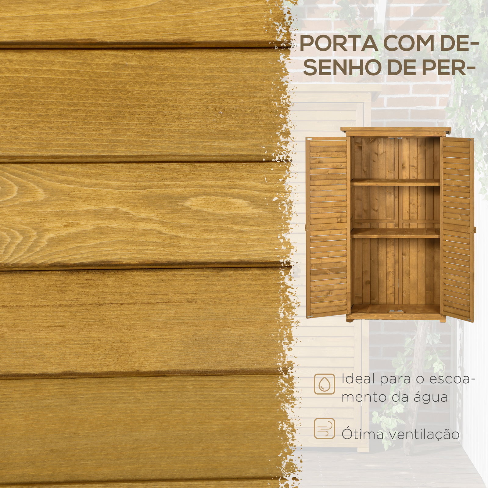 Armário de madeira 0,31 m² 87x46,5x160 cm armário exterior de madeira com 2 portas e 2 prateleiras interior madeira