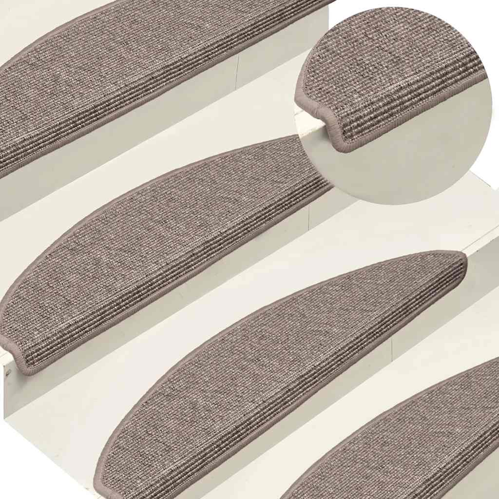 Tapetes de escada 15 peças 65x21x4 cm bege escuro meio redondo grande
