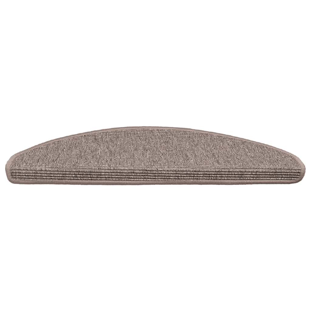 Tapetes de escada 15 peças 65x21x4 cm bege escuro meio redondo grande