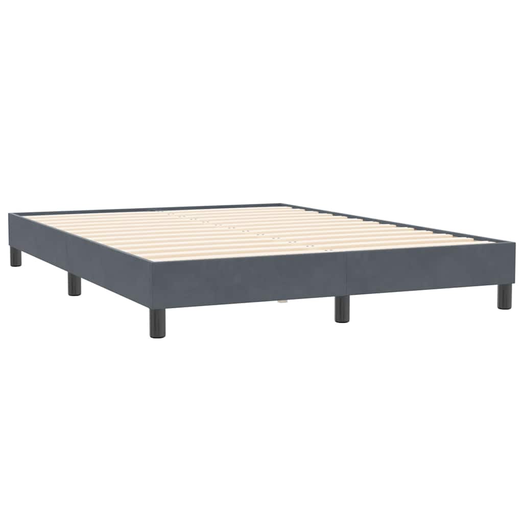 Box cama de primavera sem colchão cinzento escuro 140x210 cm