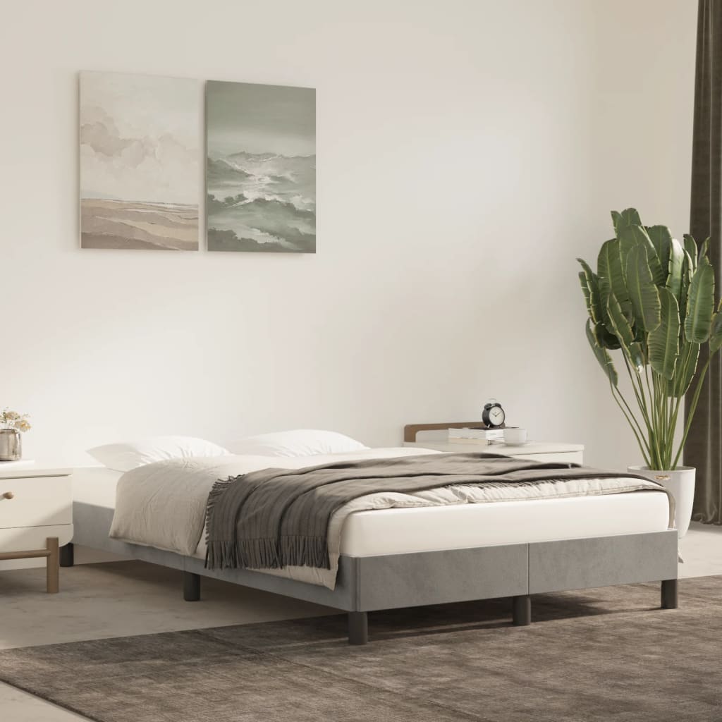 Estrutura de cama sem colchão 120x200 cm veludo cinzento-claro