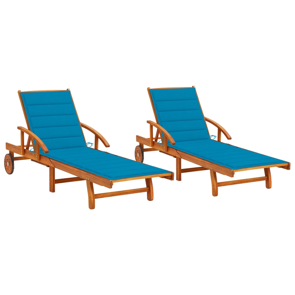 Espreguiçadeiras com almofadões 2 pcs madeira de acácia maciça