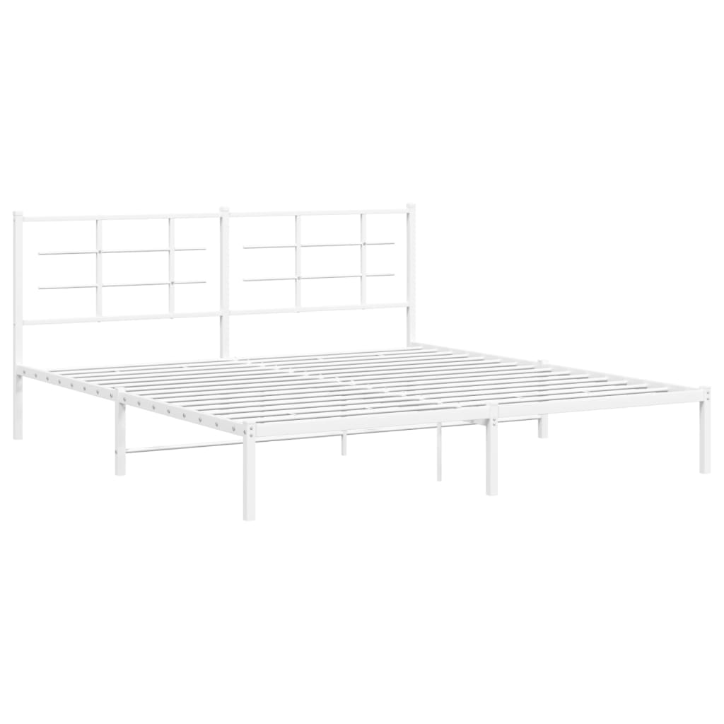 Estrutura de cama com cabeceira 183x213 cm metal branco