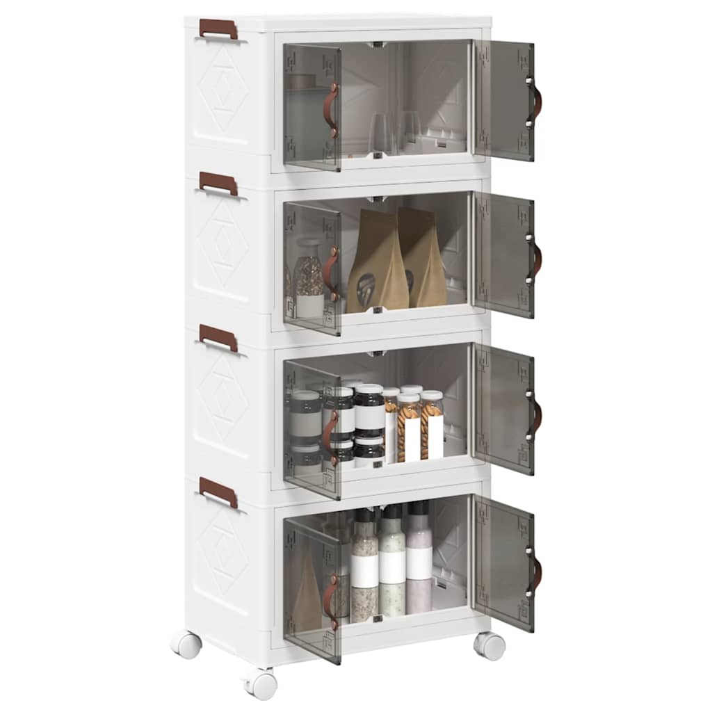 Caixa arrumação empilhável rodas 4 camadas 28 l 48x29,5x112,5cm