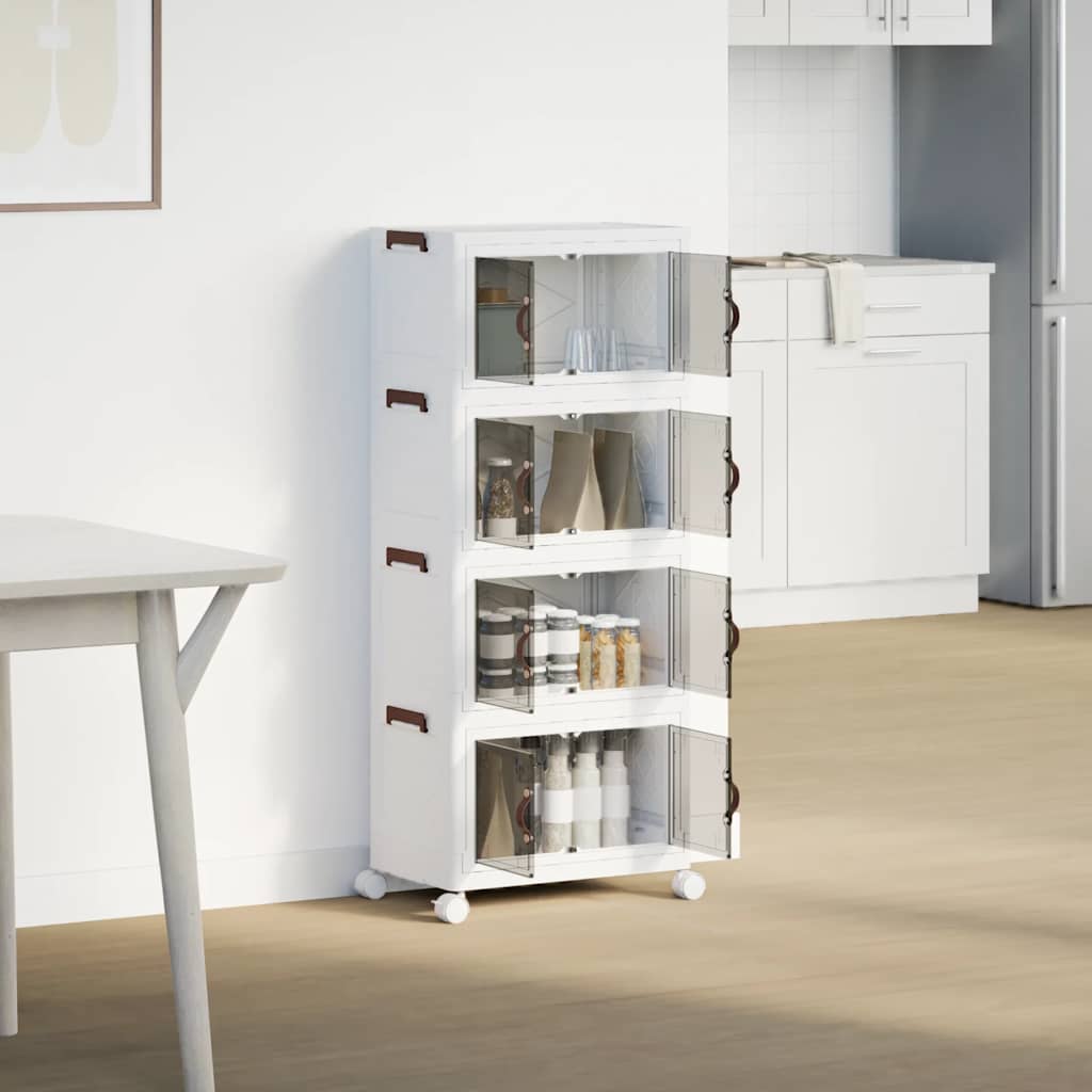 Caixa arrumação empilhável rodas 4 camadas 28 l 48x29,5x112,5cm