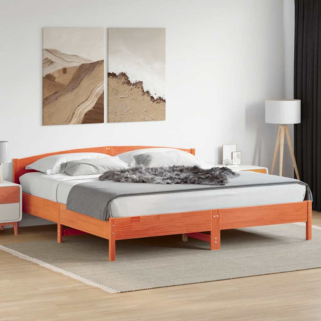 Cama sem colchão 180x200 cm pinho maciço castanho-mel