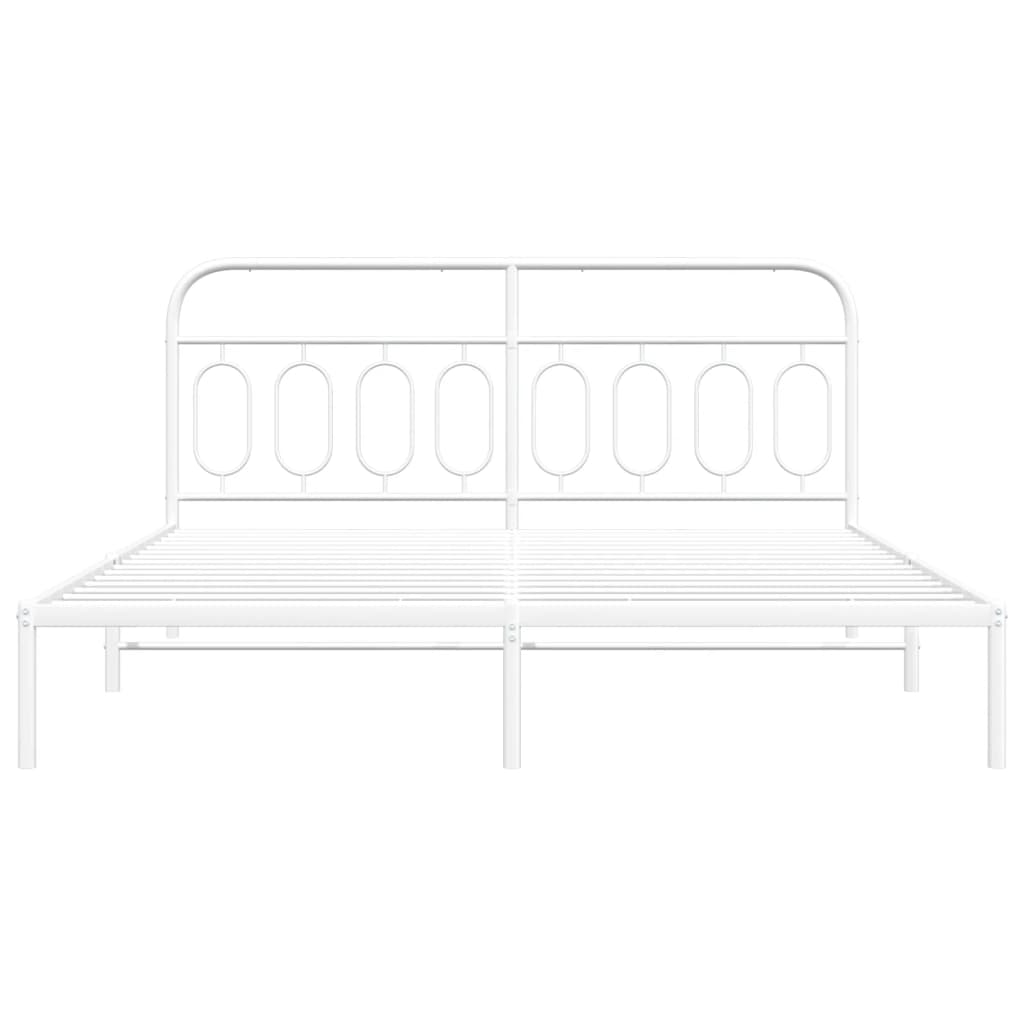 Estrutura de cama com cabeceira 183x213 cm metal branco