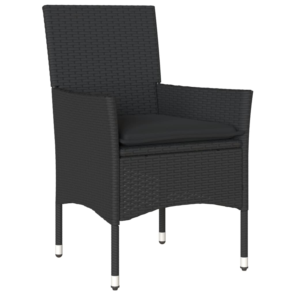 5 Pcs conjunto jantar jardim c/ almofadões vime PE/acácia preto