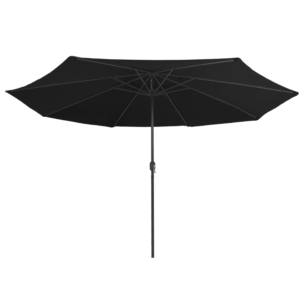 Guarda-sol de jardim com poste de metal 390 cm preto