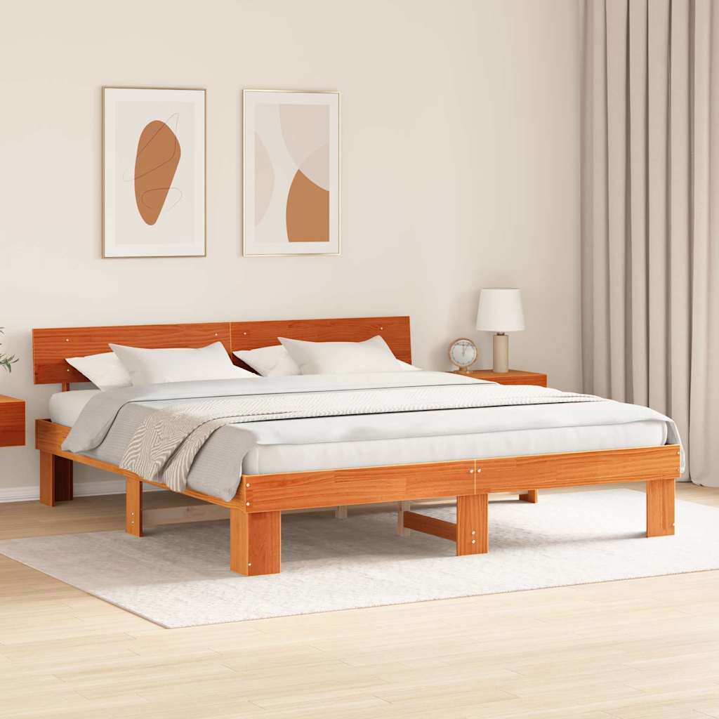 Estrutura da cama com cabeceira marrom cera 180 x 200 cm