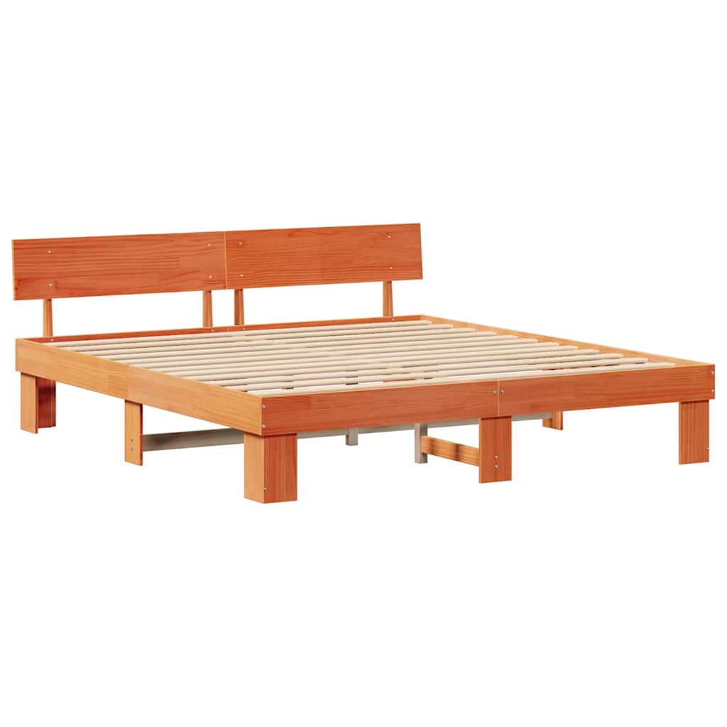Estrutura da cama com cabeceira marrom cera 180 x 200 cm