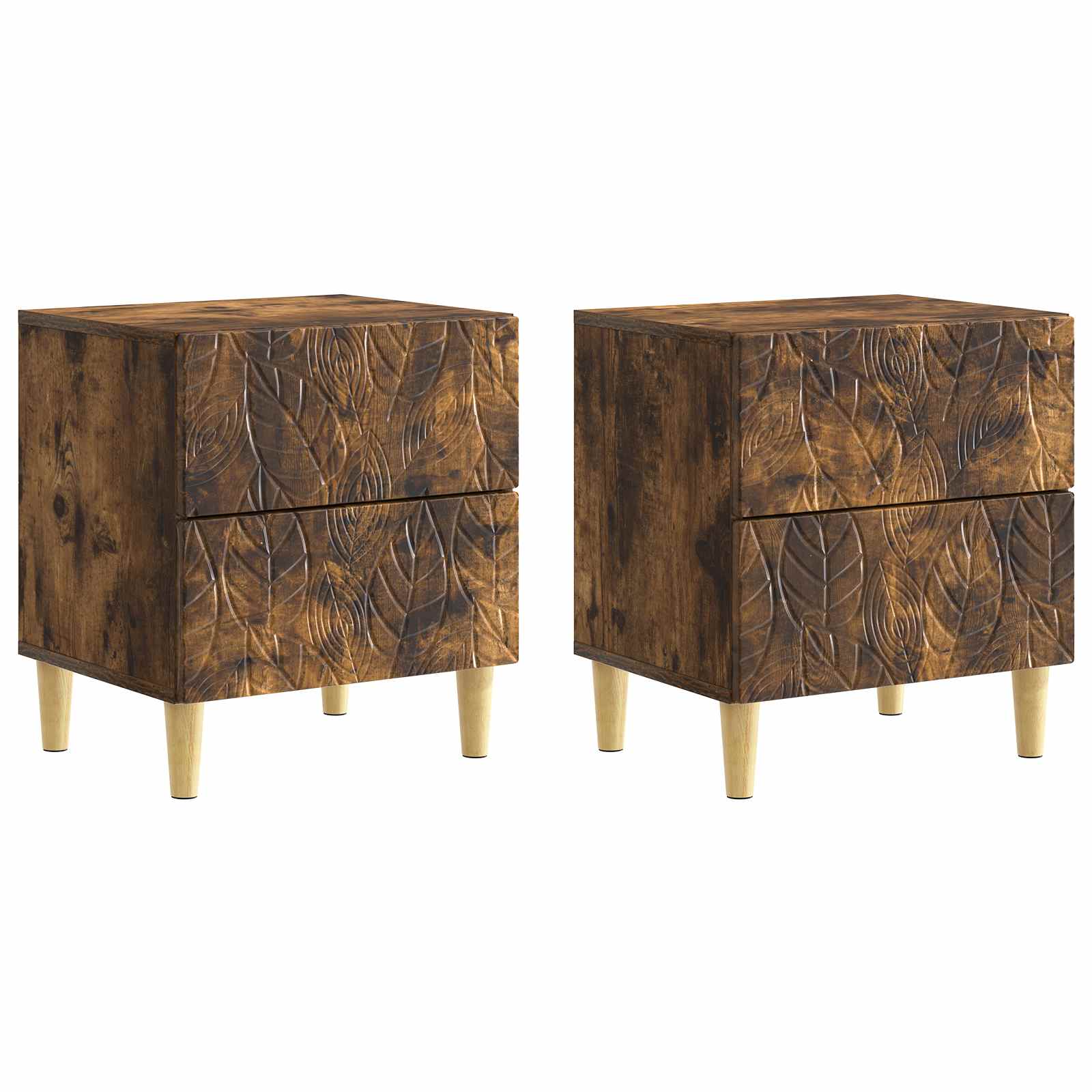 Mesa-de-cabeceira 2 unid. carvalho fumado 43 x 34,5 x 48 cm