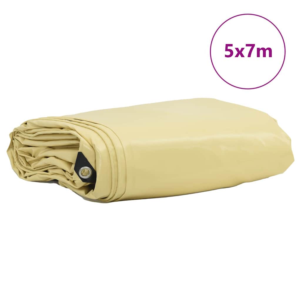 Lona 650g / m² bege 5 x 7 m lona com revestimento em PVC