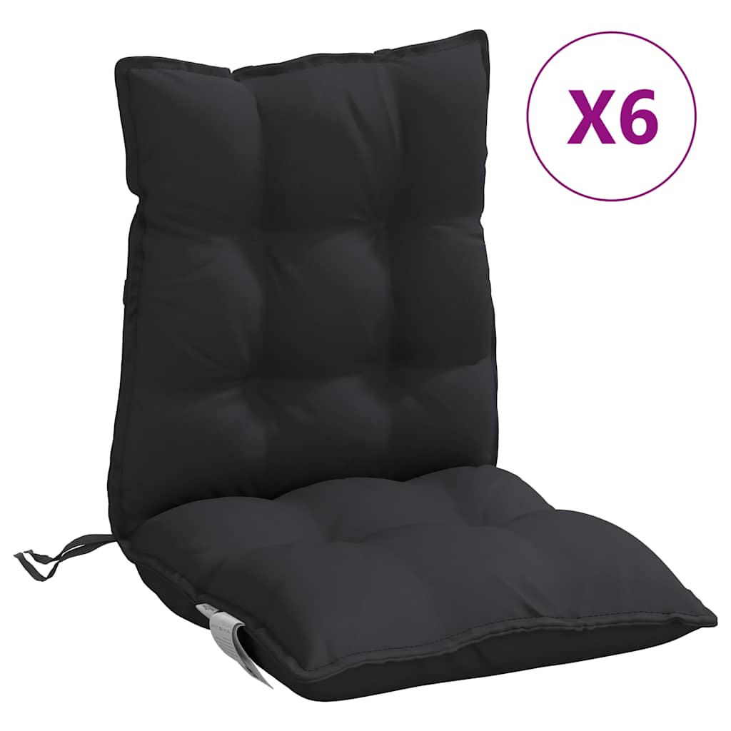 Almofadões cadeira encosto baixo 6 pcs tecido oxford preto