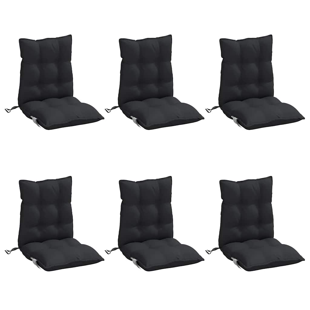 Almofadões cadeira encosto baixo 6 pcs tecido oxford preto