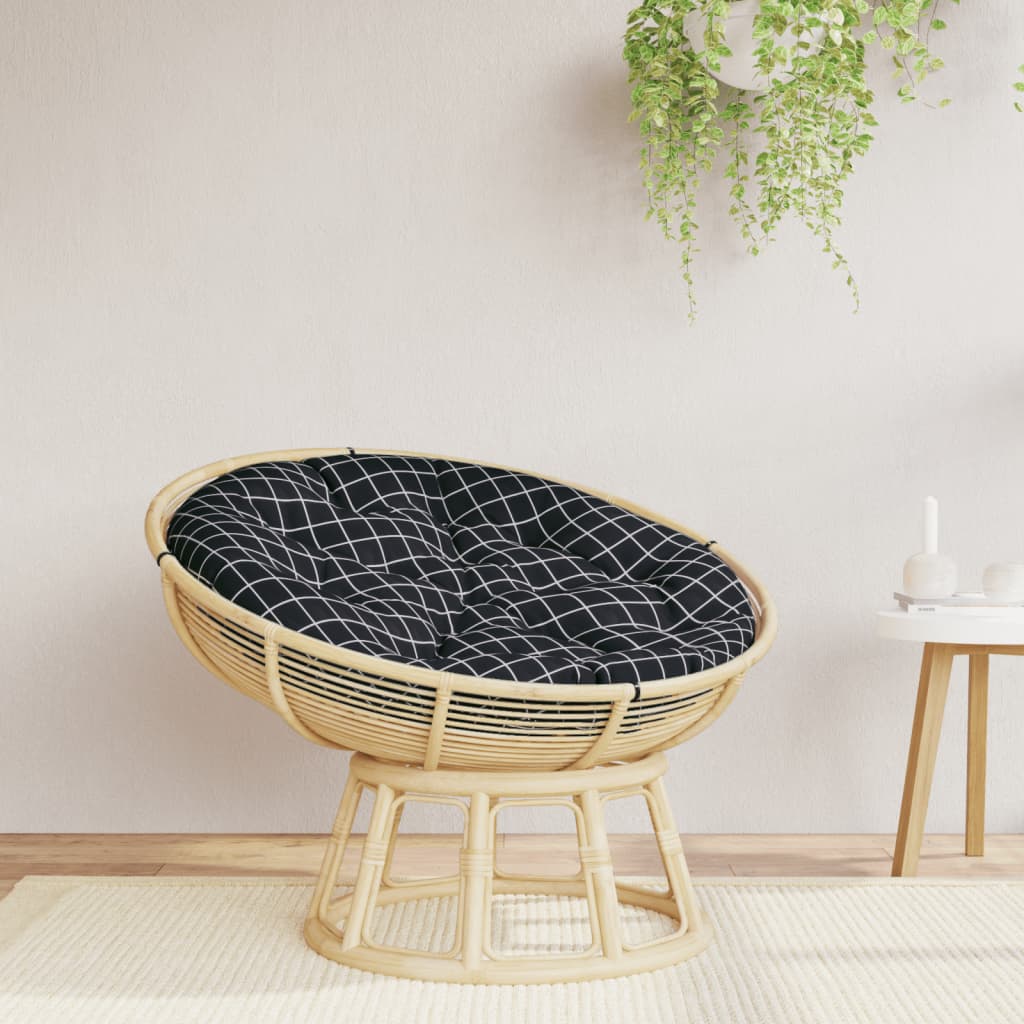 Almofadão redondo ø 100 x11 cm tecido oxford xadrez preto