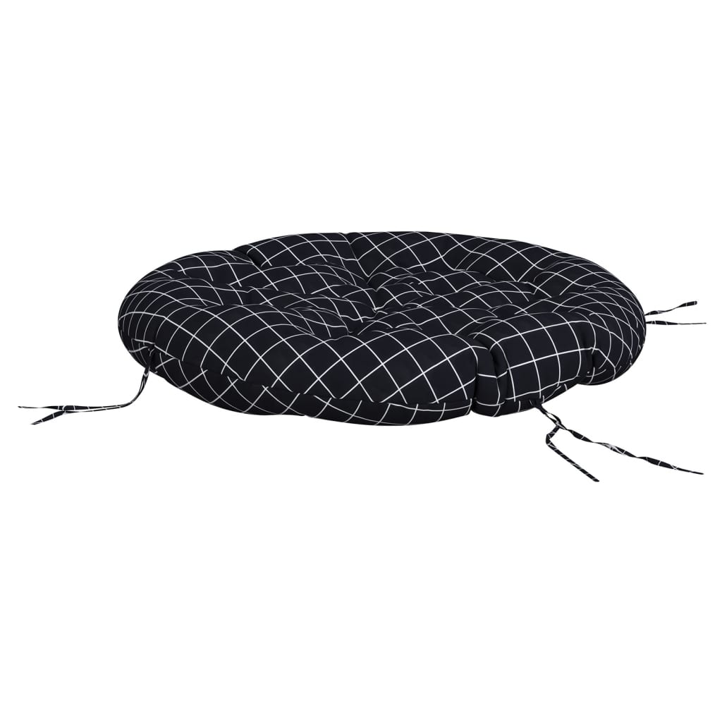 Almofadão redondo ø 100 x11 cm tecido oxford xadrez preto