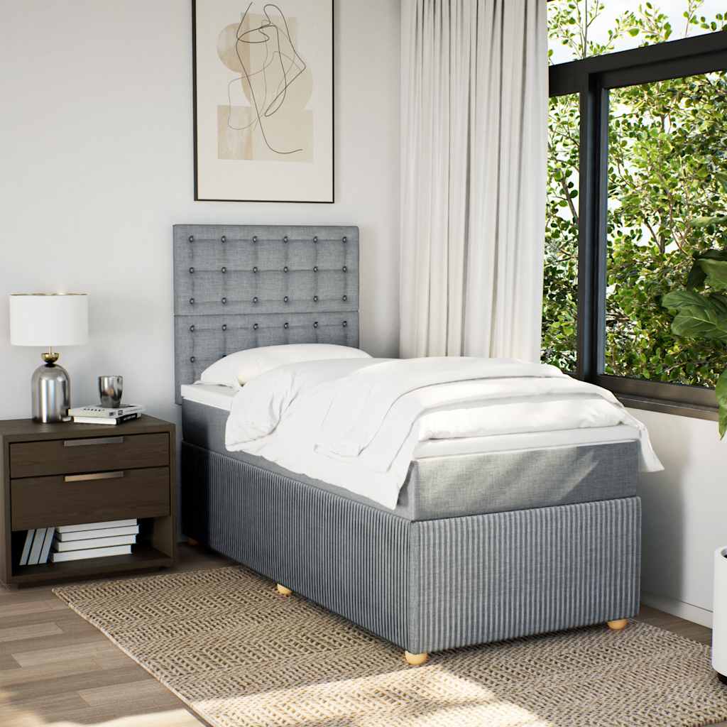 Cama com molas/colchão 90x200 cm tecido cinza-claro