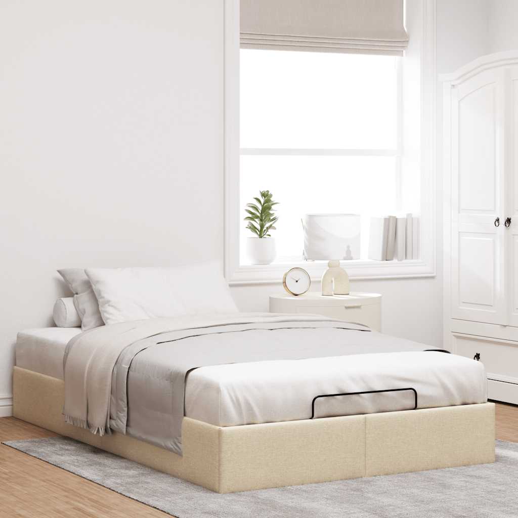 Estrutura cama otomana sem colchão 120x200 cm tecido cor creme