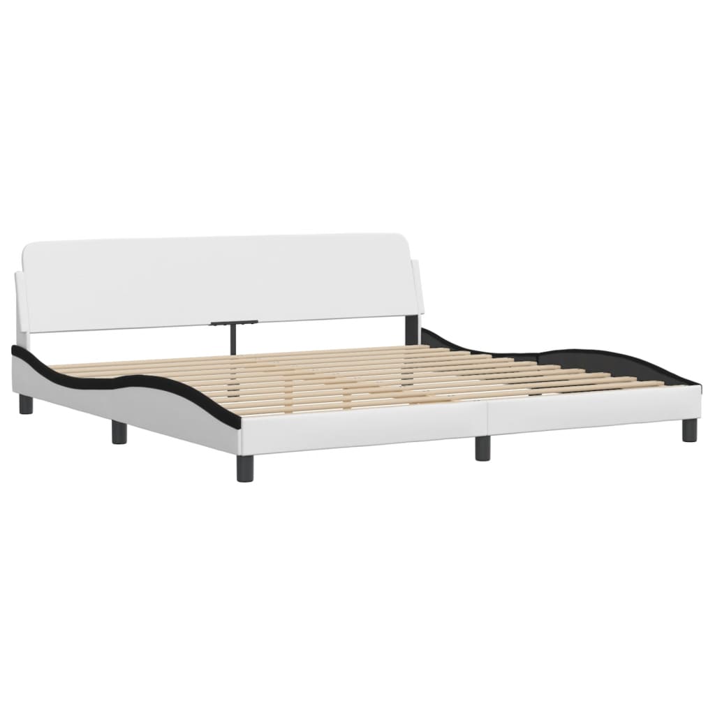 Cama com colchão hvar 200x200 cm couro artificial preto e branco
