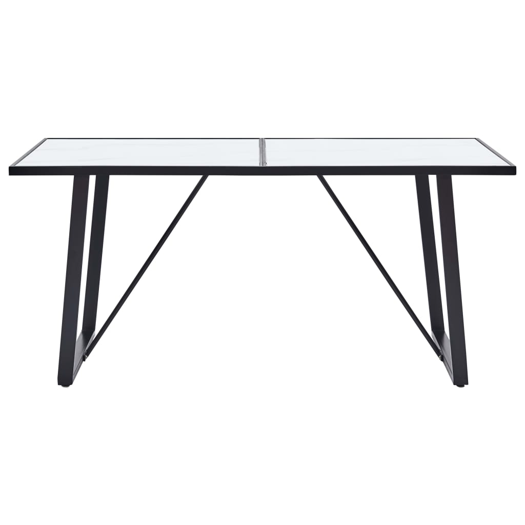 Mesa de jantar 160x80x75 cm vidro temperado branco